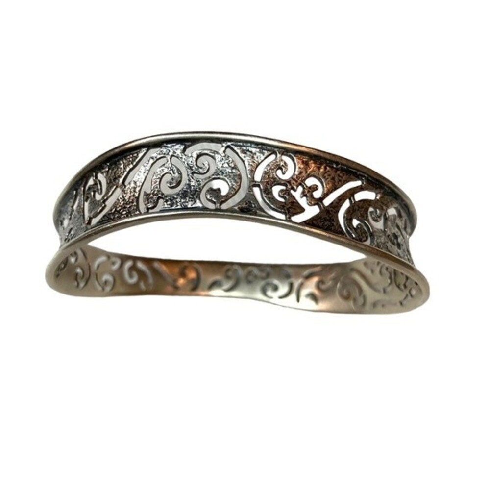 Silpada 925 Sterling Silver Oxidized Oval Cutout Bangle Retired - Picture 2 of 11